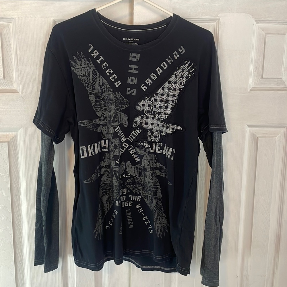 DKNY JEANS Black long sleeve tee Large